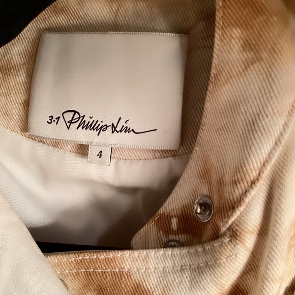 3.1 Phillip Lim Cream Fabric Leather Jacket Stand-Up Collar w matching Shorts 4 - Picture 3 of 10